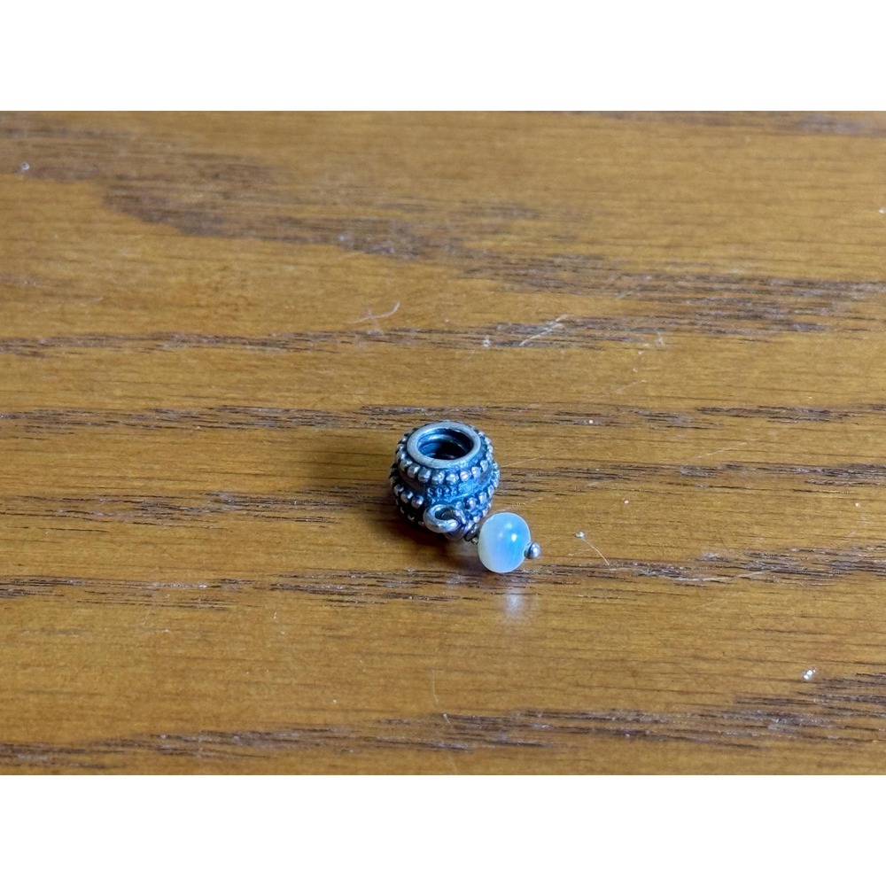 Authentic Pandora Retired Beveled Freshwater Pearl Dangle Charm P-235